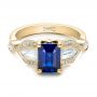 14k Yellow Gold 14k Yellow Gold Custom Blue Sapphire And Diamond Engagement Ring - Flat View -  101164 - Thumbnail