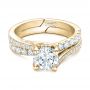 18k Yellow Gold 18k Yellow Gold Custom Blue Sapphire And Diamond Engagement Ring - Flat View -  102070 - Thumbnail