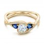 18k Yellow Gold 18k Yellow Gold Custom Blue Sapphire And Diamond Engagement Ring - Flat View -  102251 - Thumbnail