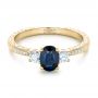 18k Yellow Gold 18k Yellow Gold Custom Blue Sapphire And Diamond Engagement Ring - Flat View -  102274 - Thumbnail