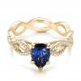 14k Yellow Gold 14k Yellow Gold Custom Blue Sapphire And Diamond Engagement Ring - Flat View -  102309 - Thumbnail