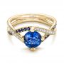 14k Yellow Gold 14k Yellow Gold Custom Blue Sapphire And Diamond Engagement Ring - Flat View -  102312 - Thumbnail
