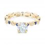 18k Yellow Gold 18k Yellow Gold Custom Blue Sapphire And Diamond Engagement Ring - Flat View -  102520 - Thumbnail