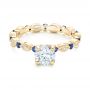 18k Yellow Gold 18k Yellow Gold Custom Blue Sapphire And Diamond Engagement Ring - Flat View -  102520 - Thumbnail