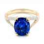14k Yellow Gold 14k Yellow Gold Custom Blue Sapphire And Diamond Engagement Ring - Flat View -  102790 - Thumbnail