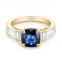 14k Yellow Gold 14k Yellow Gold Custom Blue Sapphire And Diamond Engagement Ring - Flat View -  102870 - Thumbnail