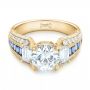 14k Yellow Gold 14k Yellow Gold Custom Blue Sapphire And Diamond Engagement Ring - Flat View -  102888 - Thumbnail