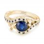 18k Yellow Gold 18k Yellow Gold Custom Blue Sapphire And Diamond Engagement Ring - Flat View -  103000 - Thumbnail