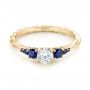 18k Yellow Gold 18k Yellow Gold Custom Blue Sapphire And Diamond Engagement Ring - Flat View -  103015 - Thumbnail