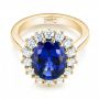 14k Yellow Gold 14k Yellow Gold Custom Blue Sapphire And Diamond Engagement Ring - Flat View -  103055 - Thumbnail