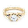 14k Yellow Gold 14k Yellow Gold Custom Blue Sapphire And Diamond Engagement Ring - Flat View -  103409 - Thumbnail