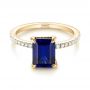 14k Yellow Gold 14k Yellow Gold Custom Blue Sapphire And Diamond Engagement Ring - Flat View -  103509 - Thumbnail