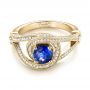 18k Yellow Gold 18k Yellow Gold Custom Blue Sapphire And Diamond Engagement Ring - Flat View -  103611 - Thumbnail