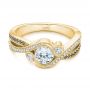 18k Yellow Gold 18k Yellow Gold Custom Blue Sapphire And Diamond Engagement Ring - Flat View -  104025 - Thumbnail