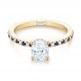 18k Yellow Gold 18k Yellow Gold Custom Blue Sapphire And Diamond Engagement Ring - Flat View -  104207 - Thumbnail