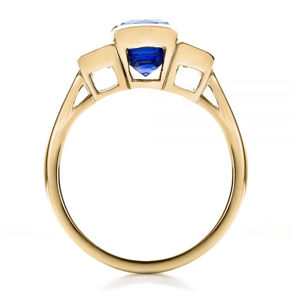 14k Yellow Gold 14k Yellow Gold Custom Blue Sapphire And Diamond Engagement Ring - Front View -  100034