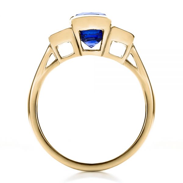 18k Yellow Gold 18k Yellow Gold Custom Blue Sapphire And Diamond Engagement Ring - Front View - 100034