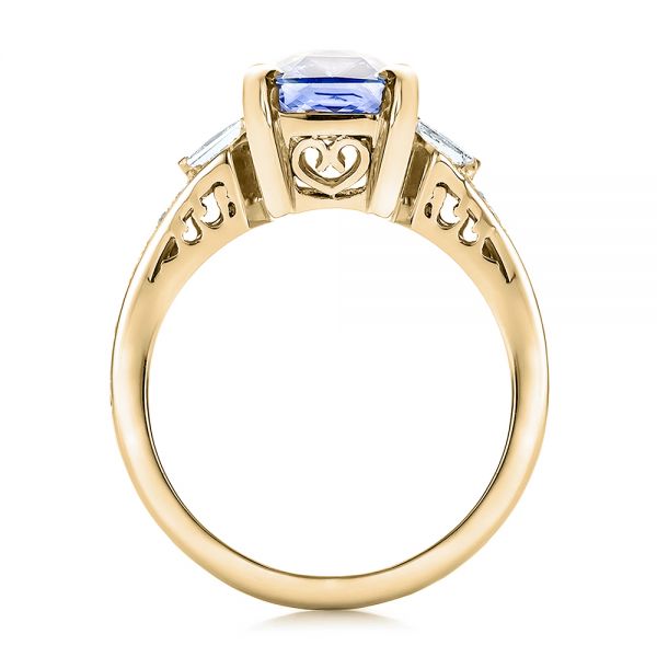 18k Yellow Gold 18k Yellow Gold Custom Blue Sapphire And Diamond Engagement Ring - Front View - 100703