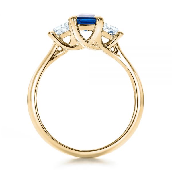 14k Yellow Gold 14k Yellow Gold Custom Blue Sapphire And Diamond Engagement Ring - Front View -  100855