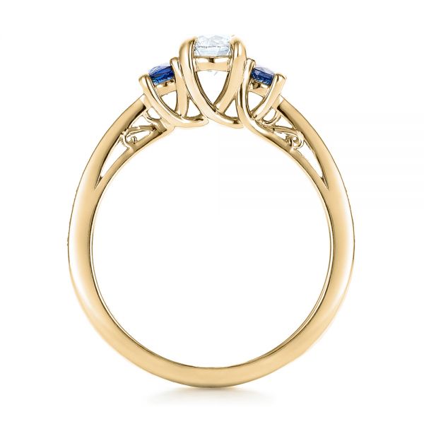 18k Yellow Gold 18k Yellow Gold Custom Blue Sapphire And Diamond Engagement Ring - Front View -  100876
