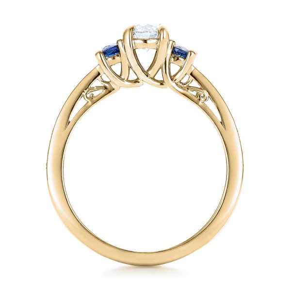 18k Yellow Gold 18k Yellow Gold Custom Blue Sapphire And Diamond Engagement Ring - Front View - 100876