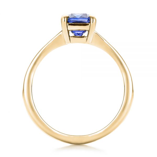 14k Yellow Gold 14k Yellow Gold Custom Blue Sapphire And Diamond Engagement Ring - Front View -  100923