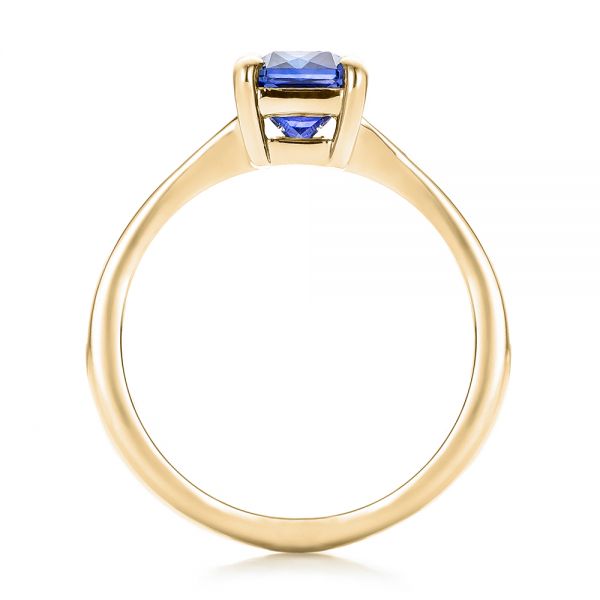 18k Yellow Gold 18k Yellow Gold Custom Blue Sapphire And Diamond Engagement Ring - Front View - 100923