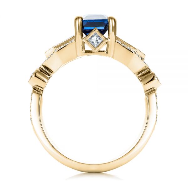 14k Yellow Gold 14k Yellow Gold Custom Blue Sapphire And Diamond Engagement Ring - Front View - 101164