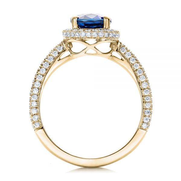 14k Yellow Gold 14k Yellow Gold Custom Blue Sapphire And Diamond Engagement Ring - Front View -  102049