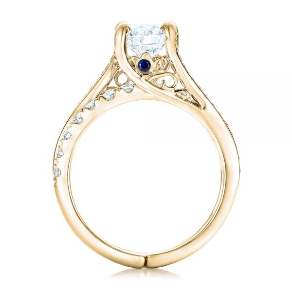 14k Yellow Gold 14k Yellow Gold Custom Blue Sapphire And Diamond Engagement Ring - Front View -  102070