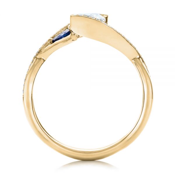 18k Yellow Gold 18k Yellow Gold Custom Blue Sapphire And Diamond Engagement Ring - Front View -  102251