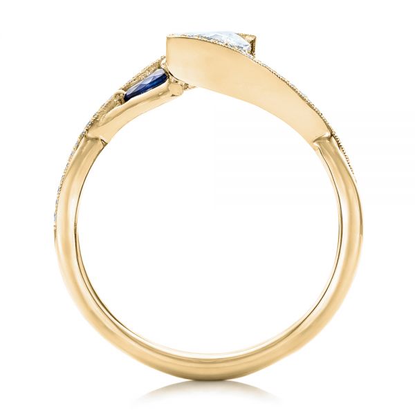 18k Yellow Gold 18k Yellow Gold Custom Blue Sapphire And Diamond Engagement Ring - Front View - 102251
