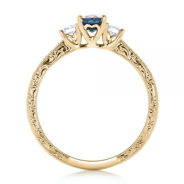 14k Yellow Gold 14k Yellow Gold Custom Blue Sapphire And Diamond Engagement Ring - Front View -  102274