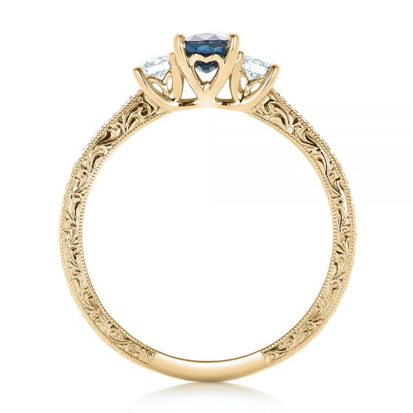 14k Yellow Gold 14k Yellow Gold Custom Blue Sapphire And Diamond Engagement Ring - Front View - 102274