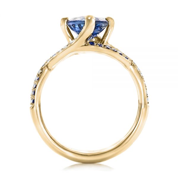14k Yellow Gold 14k Yellow Gold Custom Blue Sapphire And Diamond Engagement Ring - Front View - 102312