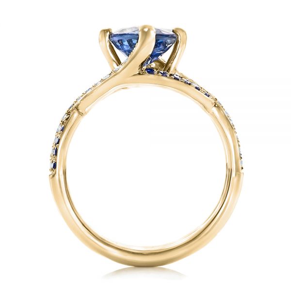 18k Yellow Gold 18k Yellow Gold Custom Blue Sapphire And Diamond Engagement Ring - Front View -  102312