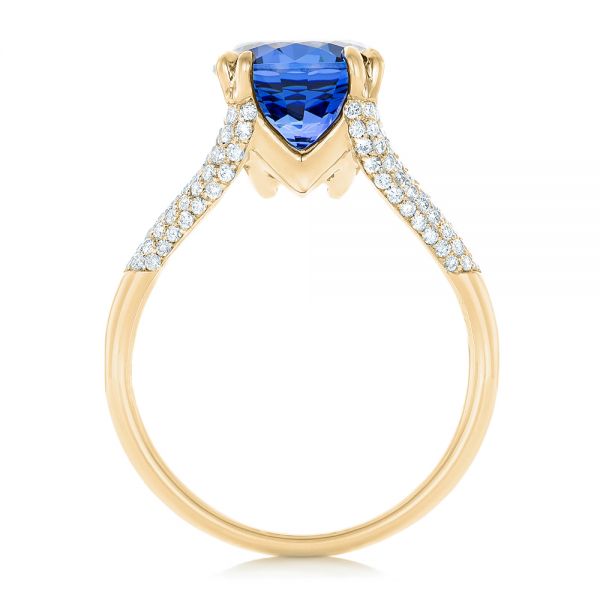 18k Yellow Gold 18k Yellow Gold Custom Blue Sapphire And Diamond Engagement Ring - Front View -  102790