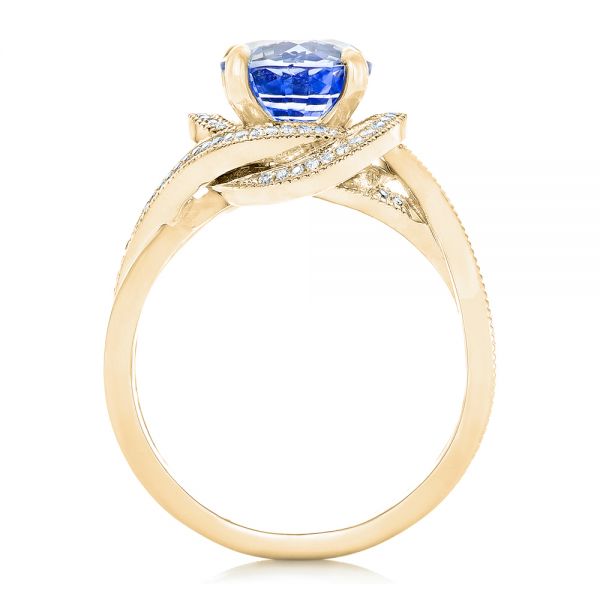 18k Yellow Gold 18k Yellow Gold Custom Blue Sapphire And Diamond Engagement Ring - Front View -  102841
