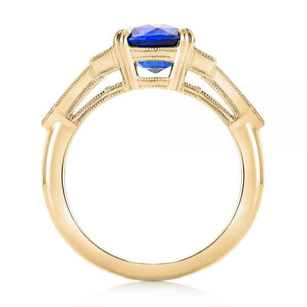 18k Yellow Gold 18k Yellow Gold Custom Blue Sapphire And Diamond Engagement Ring - Front View - 102870