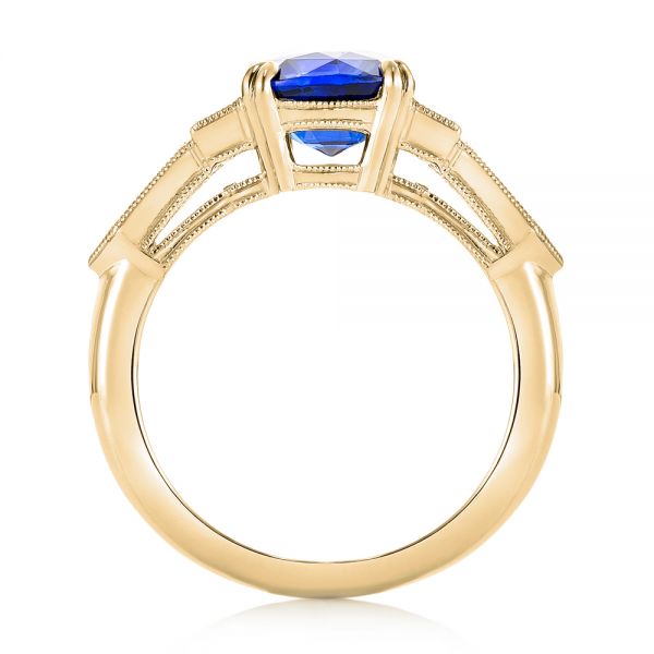 14k Yellow Gold 14k Yellow Gold Custom Blue Sapphire And Diamond Engagement Ring - Front View -  102870