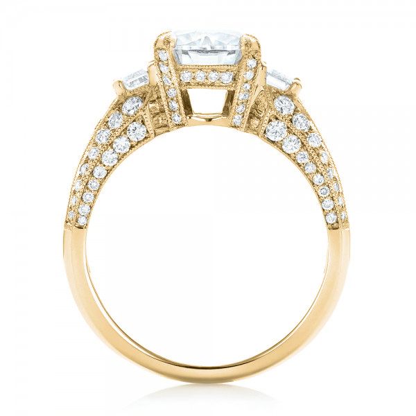14k Yellow Gold 14k Yellow Gold Custom Blue Sapphire And Diamond Engagement Ring - Front View - 102888