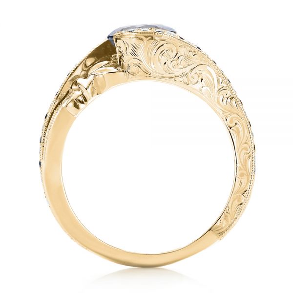 14k Yellow Gold 14k Yellow Gold Custom Blue Sapphire And Diamond Engagement Ring - Front View - 103000