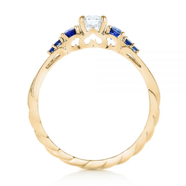 14k Yellow Gold 14k Yellow Gold Custom Blue Sapphire And Diamond Engagement Ring - Front View -  103015