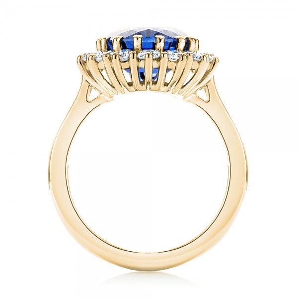 18k Yellow Gold 18k Yellow Gold Custom Blue Sapphire And Diamond Engagement Ring - Front View -  103055