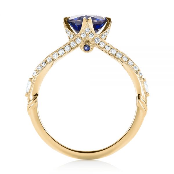 14k Yellow Gold 14k Yellow Gold Custom Blue Sapphire And Diamond Engagement Ring - Front View -  103411