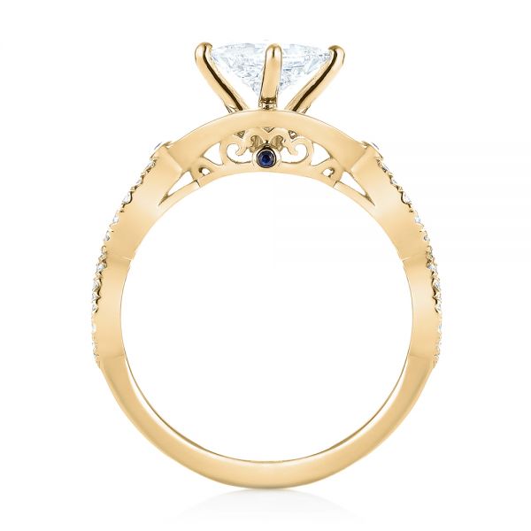 18k Yellow Gold 18k Yellow Gold Custom Blue Sapphire And Diamond Engagement Ring - Front View -  103420