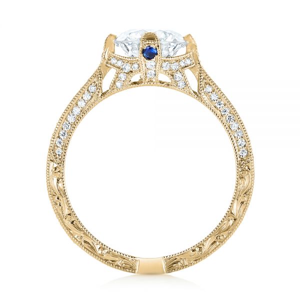 18k Yellow Gold 18k Yellow Gold Custom Blue Sapphire And Diamond Engagement Ring - Front View -  103448