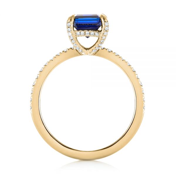 14k Yellow Gold 14k Yellow Gold Custom Blue Sapphire And Diamond Engagement Ring - Front View -  103509