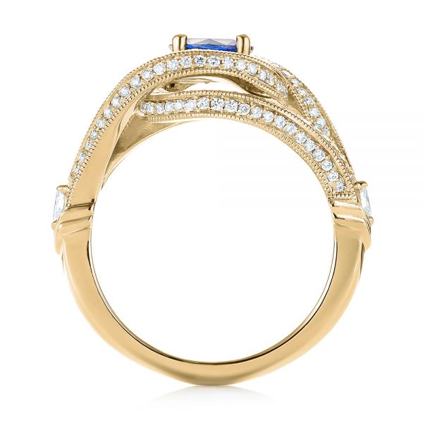 14k Yellow Gold 14k Yellow Gold Custom Blue Sapphire And Diamond Engagement Ring - Front View -  103611