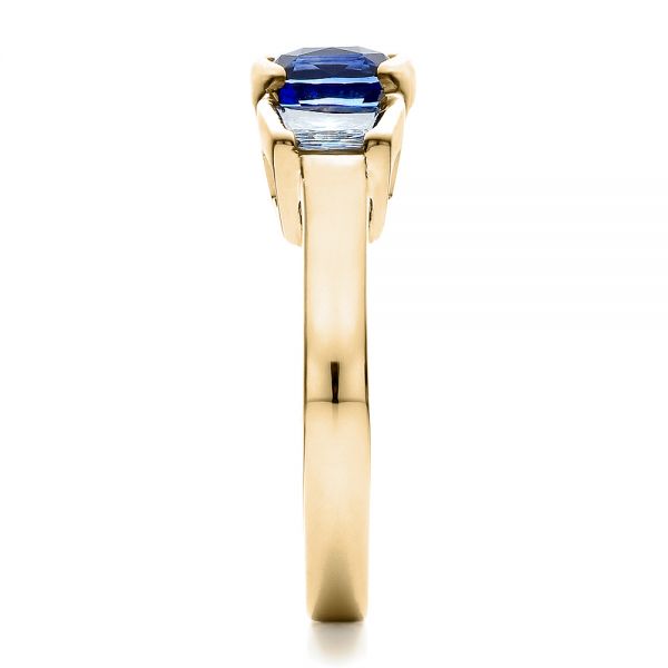 14k Yellow Gold 14k Yellow Gold Custom Blue Sapphire And Diamond Engagement Ring - Side View -  100034